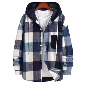 Nouveau printemps OEM chemises décontractées à manches longues épaissi vêtements d'extérieur point poche à capuche Anti-rides respirant - Product Image 2