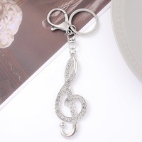 Porte-clés en métal avec clé de sol en strass, porte-clés en cristal avec note de musique, porte-clés symbole musical tendance, cadeau pour les amateurs de musique