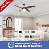 Ventilateur de plafond silencieux 1stshine de 48 pouces, de qualité commerciale, personnalisable, OEM/ODM, résistant à la rouille, avec éclairage LED, classé parmi les meilleurs, respectueux de l'environnement
