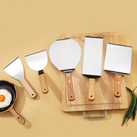 Accessoires de barbecue Manjia portables extra larges et larges, spatule à surface plane, spatule à barbecue avec manche en bois, grattoir, retourneur à pizza