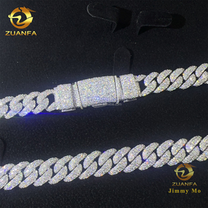 <span class=keywords><strong>Cadena</strong></span> Cubana Miami de Plata de Ley 925 con Incrustaciones de Moissanita VVS1, Certificado GRA, Ancho de 12 mm, Pasa el Test de Diamantes - Product Image 6