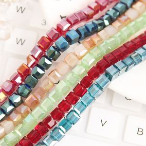 Sofia Crystal Factory Wholesale High Quality 8mm 6mm 4mm Faceted Crystal Cube Glass <strong>Beads</strong> Loose Square Gem <strong>Stones</strong> for Diy - Product Image 3