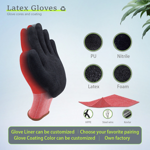 Guantes de Trabajo con Recubrimiento Rojo y Negro, Agarre Húmedo, Nitrilo en la Palma, Guantes de Seguridad para Construcción, Logotipo Personalizado - Product Image 3