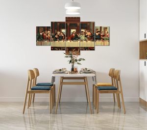 Personnalisé à <span class=keywords><strong>la</strong></span> demande 5 pièces <span class=keywords><strong>la</strong></span> dernière <span class=keywords><strong>Cène</strong></span> Art mural Léonard <span class=keywords><strong>de</strong></span> <span class=keywords><strong>Vinci</strong></span> religieux Jésus peinture décor toile Base Commande minimum 1 - Product Image 1