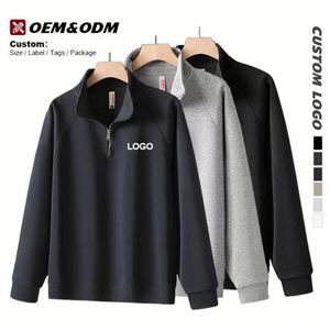 เสื้อฮู้ดดี้ผู้ชายแบบใหม่ ระบายอากาศได้ดี สีดำ ลายวาฟเฟิล ทรงโอเวอร์ไซส์ คอเต่า ซิป ¼  แบบซิปครึ่งตัว - Product Image 3