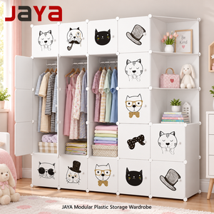 Armario de Almacenamiento Modular de Plástico JAYA, Armario Plegable Portátil con Puertas de Dibujos Animados para Dormitorio Infantil - Product Image 1