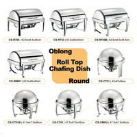 Hochwertiges Edelstahl-Chafing-Dish-Buffet-Set, quadratisch, gold-silber, mit gerolltem Rand, inklusive Glas-Speisewärmer für