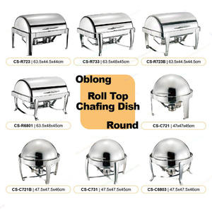 Juego de Recipientes Eléctricos para Buffet de Acero Inoxidable de Alta Calidad, Diseño Cuadrado con Borde Enrollado en Dorado y Plateado, Incluye Calentador de Alimentos de Vidrio para - Product Image 3