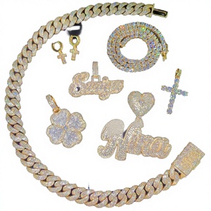 Regalo Elegante para Chica, Colgante con Letra y Nombre Personalizado, Moissanita VVS, Plata de Ley, Baño de Rodio, Joyería Hip Hop, para Fiestas y Eventos - Product Image 2