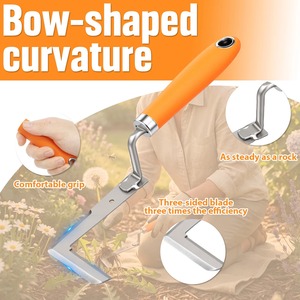 Stainless steel <b>gap</b> weeding tool L-shaped multi-purpose garden hand tool used for clearing weeds in yards terraces and lanes - Product Image 3