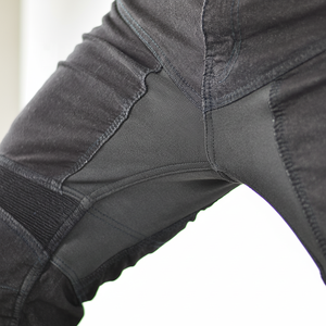 Jeans en denim noir pour motards D Ride Moto pour hommes, inserts extensibles, protections de genoux réglables, respirant, séchage rapide, équipement de conduite - Product Image 1