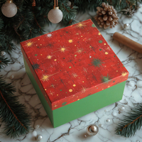 Boîte cadeau rectangulaire rigide biodégradable pour Noël, le Nouvel An et les fêtes - Laminage brillant et mat, gaufrage, en carton
