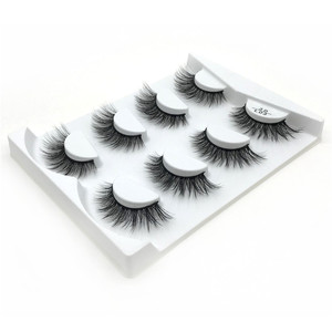 Venta al por mayor 4 pares de pestañas con caja de embalaje Etiqueta privada Pestañas veganas libres de crueldad Tira completa Pestañas postizas 3D - Product Image 2