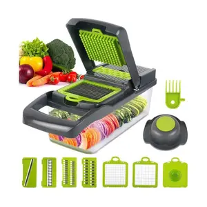 Multifuncional 15 em 1 Cozinha Food Slicer Cortador Vegetal Chopper com Lâmina Container Manual Mandolina Veggie Cebola Alho