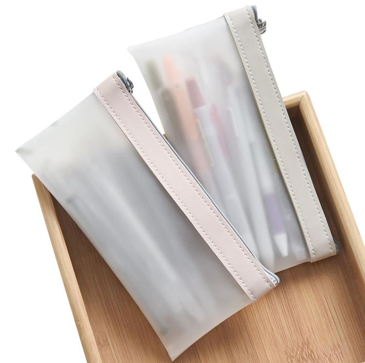 Креативный милый кавайный матовый полупрозрачный пенал для карандашей из ТПУ для школьников и студентов, сумка для карандашей на молнии, канцелярские принадлежности