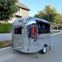 Camion de restauration rapide 7x13' Remorque bar mobile Chariot à glaces, café et hot-dogs en acier inoxydable, fibre de verre et aluminium, entièrement résistant à la rouille