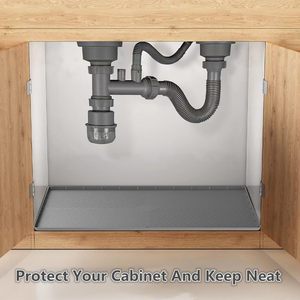 34x22 pollici Silicone <span class=keywords><strong>sotto</strong></span>-lavandino <span class=keywords><strong>tappetino</strong></span> impermeabile per cucina e bagno armadi con foro di scarico vassoio protettivo per flebo - Product Image 6