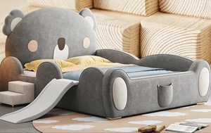 Cama Moderna y Cómoda con Diseño de Koala para Niños, con Tobogán, Tapizada, con Protección Anticaídas, Barandilla Completa Incluida, Cama de Madera de Lujo para Niños Pequeños - Product Image 4