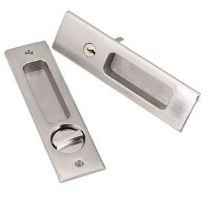 Pocket <strong>Door</strong> Lock Handle Invisible Wooden Barn <strong>Door</strong> <strong>Latch</strong> with Keys Interior Privacy Furniture Hardware Brushed Nickel Silver - Product Image 1