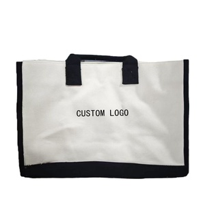 Sac fourre-tout en toile personnalisé à blocs de couleur, panneau contrastant, motif dessin animé, tendance bicolore, pour courses, avec logo, promotionnel et avant-gardiste - Product Image 1