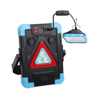 Feu de signalisation triangulaire LED multifonction pour voiture, rechargeable solaire et USB, avec alarme, pliable, rouge, bleu, blanc, lampe de travail