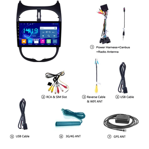Autoradio <span class=keywords><strong>Peugeot</strong></span> <span class=keywords><strong>206</strong></span> 2000-2016 4G+64G, écran 9 pouces QLED, Android 12, lecteur GPS avec navigation, 4G LTE, DSP, Carplay - Product Image 6