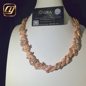 เครื่องประดับเงินแท้ 925 สไตล์ฮิปฮอป ขนาด 19 มม. ผ่านการทดสอบเพชร VVS มอยส์ซาไนต์  แบบฝังเพชรเต็มเส้น  สร้อยคิวบาลิงค์ - Product Image 2