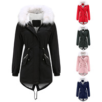 Abrigo acolchado de algodón grueso para mujer, chaqueta con capucha de piel sintética, talla grande, invierno, 2021