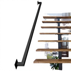 6FT Black Iron/Stainless Steel Industrial Handrail System 500lbs Load Capacity <b>Wall</b> Mount Non-Slip Rust-Resistant for - Product Image 4