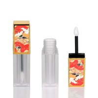 Emballage cosmétique vide en plastique liquide carré ABS + AS 5ml pour tube de brillant à lèvres en noir dégradé