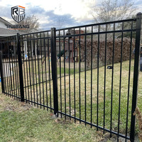 Panneau de clôture en fer forgé 6*8FT, panneau de clôture moderne avec revêtement en poudre durable pour villa, jardin et entrée de voie d'accès