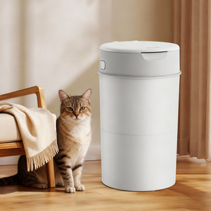 Poubelle pour animaux de compagnie Ningbo OLF5010 gris-blanc, désodorisante, hermétique, pour chats et chiens - Product Image 5