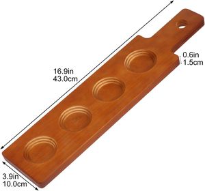 Bandeja de vuelo de vaso de chupito de paleta de vino y cerveza con logotipo personalizado, tabla de servicio de madera estilo <span class=keywords><strong>amor</strong></span> con decoración láser empaquetada en caja - Product Image 5