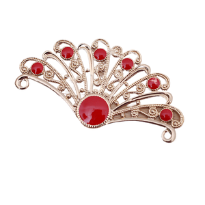 ขายส่งจียงซี(07375) ทองแดงชุบ 6 ชั้นเคลือบสี ขนาด 29*55 มม. ลายดอกไม้และลายเส้น สำหรับเครื่องประดับศีรษะสไตล์โบราณ - Product Image 4