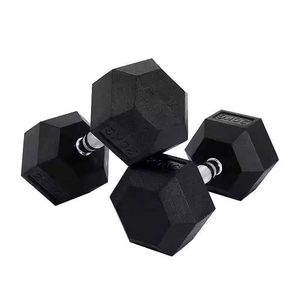 <span class=keywords><strong>Mancuernas</strong></span> Libra Equipo de entrenamiento de potencia pesada Mancuerna hexagonal con carcasa de goma Hombres 2,5 5 <span class=keywords><strong>8</strong></span> 10 25 50 70 75 100 <span class=keywords><strong>Kg</strong></span> Lb 20lb 50kg Negro - Product Image 1