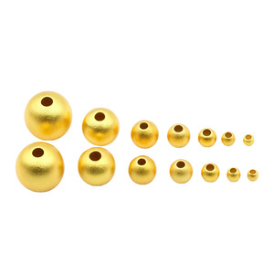 Frosted Round <b>Beads</b> 18K Gold Plated Copper Spacer <b>Beads</b> <b>For</b> <b>Bracelet</b> Making - Product Image 4