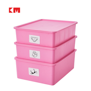 KM 3-delige vierkante kledingopbergbox set - duurzaam, waterdicht, stapelbaar met deksel voor ondergoed & sokken - Product Image 1