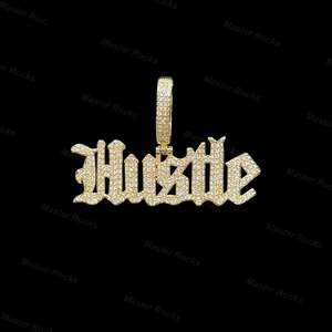 Buste vers le bas Moissanite pendentif creux gothique police 925 argent charme personnalisé Vvs glacé Moissanite lettre pendentif - Product Image 2