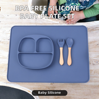 Assiette et bol à ventouse en silicone de qualité alimentaire sans BPA, avec logo personnalisé, motif dessin animé, pour bébé, vaisselle de voyage moderne, ensemble repas pour enfants