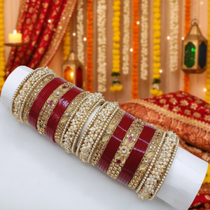 Elegant Kundan Stone & Pearl Acrylic Bridal Bangles Premium Pearl <b>Bracelets</b> & Bangles Perfect for Weddings and Festive Wear - Product Image 3