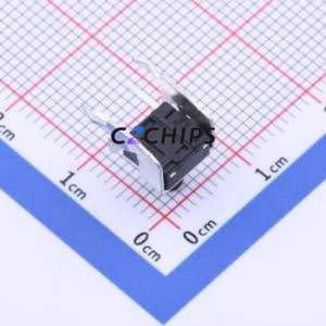 TS-1093C-A9B2-D1 Tactile Switch Bent Lead Through Hole-4P,6x6mm Single Pole Single Throw Round Button 1.8N Right Angle Insert - Product Image 2