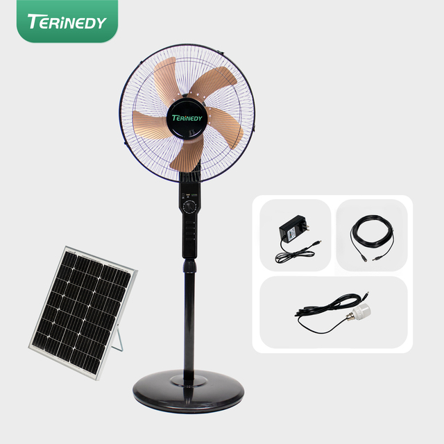 Solar-Powered 16" Portable Rechargeable Oscillating Brushless Motor Stand Fan USB Night Light AC/DC Long-Lasting Battery for