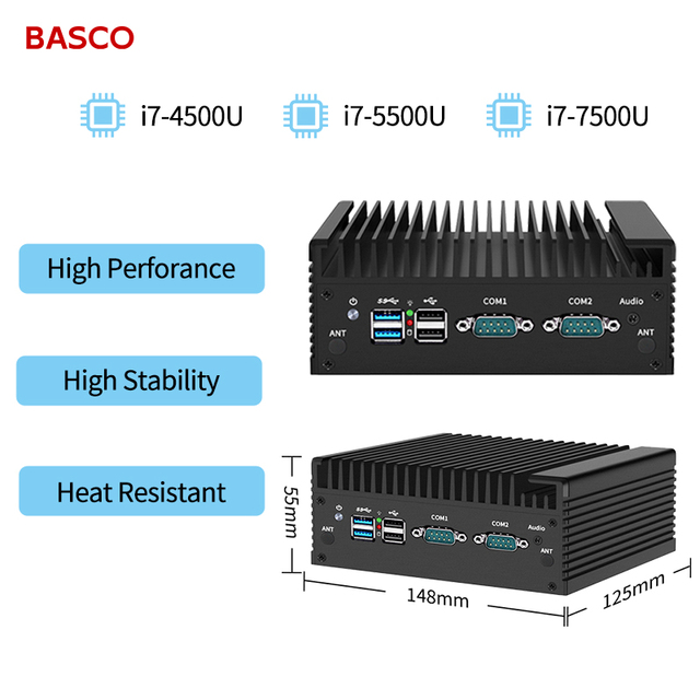 Factory I7 Mini PC 4-7th Generation Core I7 6USB 2COM 8GB RAM SATA3.0 MSATA3.0 Realtek 8111H   LAN Industrial Embedded PC