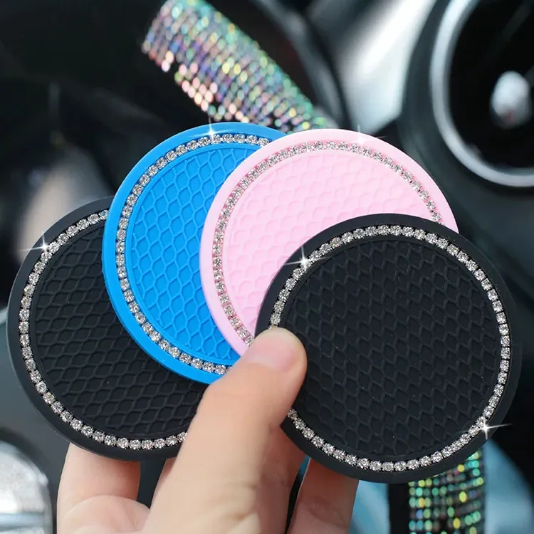 Dropshipping Auto Antislip Water Cup Pad Diamant Strass Bling Decoratie Auto Interieur Cup Fles Antislip Rubber Mat