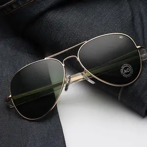 항공 선글라스 남자 2019 미군 광학 AO57 선글라스 조종사 운전 안경 moda Oculos de sol masculino