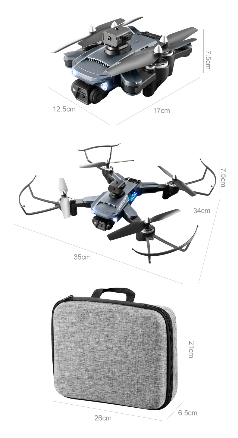 K7 Drone, k7 drone camera 4k material plastic color grey/orange