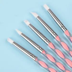 Juego de 5 Herramientas de Acero Inoxidable para Decoración de Uñas, Puntas de Silicona Acrílica de 2 Vías, Bolígrafos para Pintar con Efecto Mármol - Product Image 2