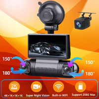 Caméra embarquée 2K à 4 objectifs et 4 canaux, DVR avant et arrière pour voiture avec WiFi, capteur G, vision nocturne infrarouge 170° °   Grand angle pour toutes les voitures