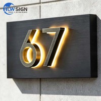Numéros de maison rétroéclairés en acier inoxydable IP65 avec température de couleur personnalisable, enseigne métallique rétroéclairée pour immeuble d'appartements