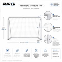 But de football portable en métal robuste pour l'entraînement des jeunes, 1,8 m x 1,2 m, directement de l'usine, certifié CE